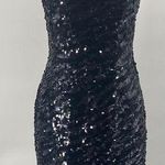 Vintage 90s Lillie Rubin Silk Sequined Mini Dress High Neck Sleeveless Womens 8 Black Photo 0