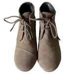 Toms Ankle Booties Suede Leather Lace Up Wedges Women's Shoes Size 8 Photo 3