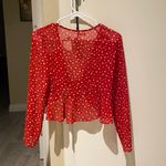 Kimchi Blue sheer polka dot tie front cropped top Photo 1