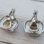 Vintage Clip On Earrings Silver Tone & Antique Gold Tone Photo 4