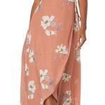 Lulus  Chiffon All Mine Rusty Rose Floral Print High-Low Wrap Dress Taupe Small Photo 0