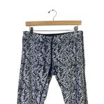 Nike  Dri-FIT Cropped Leggings Womens M Black White Abstract Mid Rise Stretch Photo 2