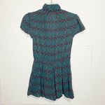 Urban Outfitters  XS Floral Button Up Romper Cap Sleeve 2” Inseam Dark Teal Red Photo 5