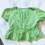 Line and Dot Revolve Green Ruffle eyelet Sleeve Top neon green Photo 1