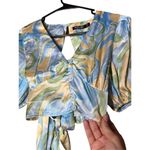 Nasty Gal Nasty‎ Gal Blue Satin Crop Top Size 2 Photo 2