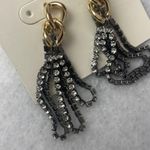 A New Day  earrings black silver tone dangle gold chain link jewelry Photo 3
