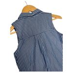 Abercrombie & Fitch Abercrombie Fitch Dress Womens XS Sleeveless Striped Ruffle Henley Western Blue Photo 10