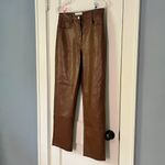 Wilfred  Aritzia Melina brown vegan leather straight leg high rise pant size 8 Photo 3
