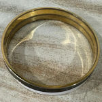 Monet Set Of 2 Vintage  Signed Gold Tone White Black Slender Bangle Bracelets Photo 3
