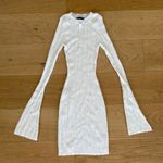 White Fox Boutique  - Long Flare Sleeve Knit Mini Dress in White Photo 0