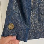 Eliglau Milano Made In Italy Floral Jacquard Blazer Size 46 US 10 Vintage Blue Photo 4
