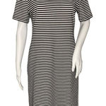J. Crew Dress Women Large Black White Striped T Photo 0