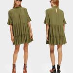 Scotch & Soda Ruffle Tiered Short Sleeve Mini Dress Size Medium US 8 Army Green Photo 9