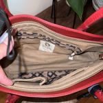 Spartina 449 Linen & Leather Handbag, Geometric Print East West Black Red & Tan Photo 3