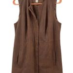 Chico's Vest Size Small Faux Suede Brown Zipper Pockets Fall Winter Casual Boho Photo 2