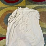 Aerie Light Pink Beige Cap Sleeve Oversized Button Down Blouse Top Shirt Small Photo 2