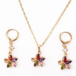 Rainbow Necklace & Earring Set 4 Piece Set NEW Gold Photo 0