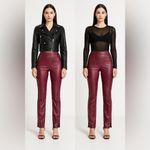 Sbetro Vegan Leather Pants Red S Slit Hem Rock Moto Biker Grunge Goth Edgy Prep Photo 1