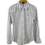 Theory Womens Slim Collar Button Up Shirt Blue Size Small Nautical I0604509 Job Photo 1