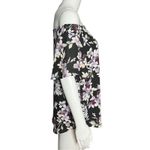 White House | Black Market Shirt Womens Small Black Purple Floral Off Shoulder Photo 1