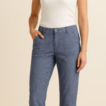 Van Heusen  Women’s Linen Blend Crop Pants Size 10 Blue – Mid Rise Straight Photo 0