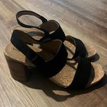 Lucky Brand Black Faux Suede and Cork Block Heel Sandals - Size 7 Photo 1