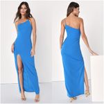 Lulus LULU’S Keeper Of My Heart Blue One-Shoulder Maxi Dress Photo 0