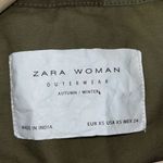 ZARA Womens Camo Embroidered Pompom Tassel Frayed Hem Peplum Jacket Green XS Photo 6