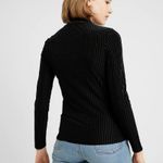 Noisy May Top Womens M Black Long Sleeve Velvet Mock Neck Ribbed Retro Sleek Photo 3
