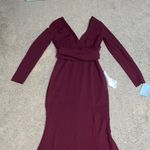 Dress the Population Dress The Population Carmen Long Sleeve Trumpet Maxi Gown Dress Burgundy XS Photo 5