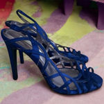 Carlos Miele Womens Strappy Royal Blue Satin Open Photo 0