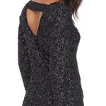 Jennifer Lopez Textured knit black tie sequin bar back top never worn long sleeve  Photo 0