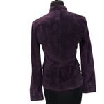 Cache Purple Fitted Leather Suede Jacket Top New Lined Banded Collar $248 NWT Photo 1