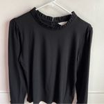 Caslon NWOT  Black Ruffle Detail Long Sleeve Blouse Photo 7