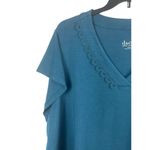 D & CO Denim Teal Short Sleeve Pullover V Photo 2