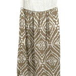Anthropologie Size 0 Sleeveless Lace Embroidered Maxi Dress Tan & White Pattern Photo 0