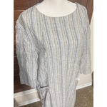 APC Rue Madame Paris Dress Shift 100% Linen sz L pockets striped lagenlook Tan Size L Photo 2