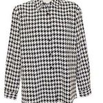 Denim&Co 1X Houndstooth Moleskin Button Down Casual Shirt Office Big Black Photo 0