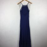 Lovers + Friends Slip Maxi Dress Medium Sheer Bliss Navy Lace Low Back Wedding Photo 14