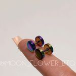 Rainbow Flat Barbell Earrings 8mm Green Photo 4