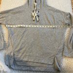 Moral Fiber  crop Top with hoodie Gray XL Lace up Front Low Front Long Back. Photo 5