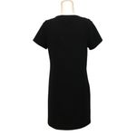 Everly Black Lace Front Short Sleeve Shift Dress Photo 2
