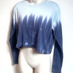 Me to We NWT  Cropped Long Sleeve Tie Dye Crew Neck Blue T Shirt Top Ombré XS Photo 1