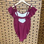Old Navy  Burgundy One Piece Ruffle Swimsuit Size Large Photo 1