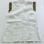 Maison Common Embroidered Linen Eyelet Cream Sleeveless Top Size 40 Beach Yacht Tan Size M Photo 7