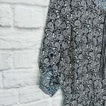 Loft  Blue White Paisley Print Romper Size 4 Roll Tab Sleeves Pockets Drawstring Photo 2