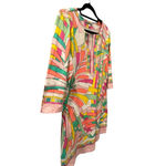 Barbara Gerwit Size Large 3/4 Flare Sleeve Geometric Dress Colorful Stretch Pink Photo 3