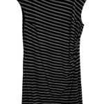 Ann Taylor LOFT  Striped Dress Women Sz LP Sleeveless Lined Black Grey Stripe Photo 0