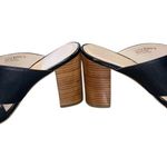 Cole Haan Grand Gabby Sandal Stacked Heel Shoes Black Leather wood slip on heel Photo 10