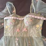 Green Long Sleeve Prom Party Dress Embroidered Flowers & Butterflies Size 12 Green Photo 7